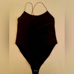 Black/ Faux leather bodysuit Size Large runs small almost like Medium size